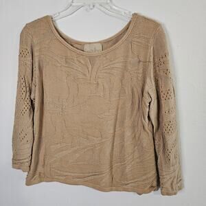 Concetta Bruce Cropped Women’s Gold Sweater M Made in USA! Textured Design